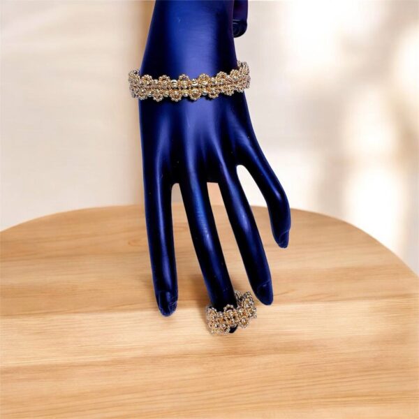 #113 GOLD DIAMOND CUT BANGLES WITH RINGS