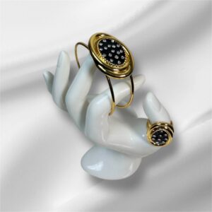 18K ITALIAN GOLD BANGLES WITH RINGS