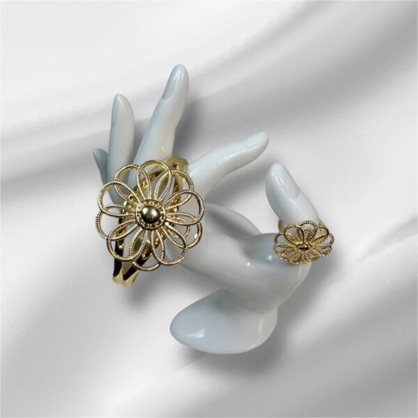 #128 18K ITALIAN GOLD BANGLES WITH RINGS