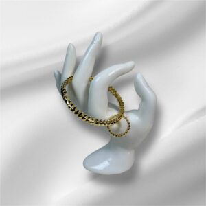 18K ITALIAN GOLD BANGLES WITH RINGS