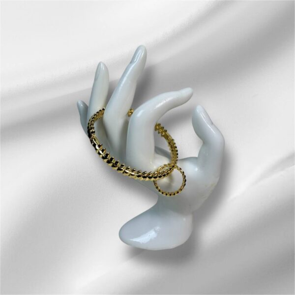 18K ITALIAN GOLD BANGLES WITH RINGS