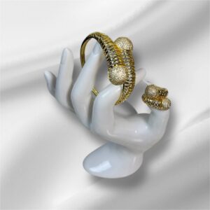 18K ITALIAN GOLD BANGLES WITH RINGS