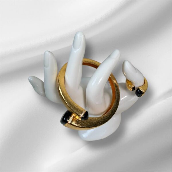 18K LUXURY ITALIAN GOLD BANGLES WITH RINGS