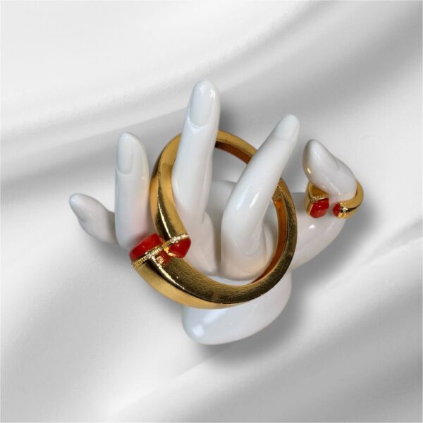 #134 18K LUXURY ITALIAN GOLD BANGLES WITH RINGS