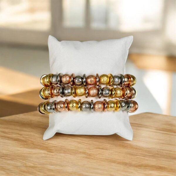 #145 3 TONE BALL BRACELETS (4pcs)