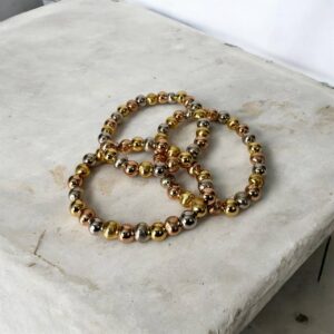 #156 3 TONE ELASTIC BALL BRACELETS (3pcs)