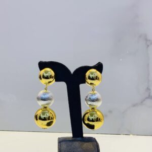 TWO TONE CLIPPING DROPPING EARRINGS