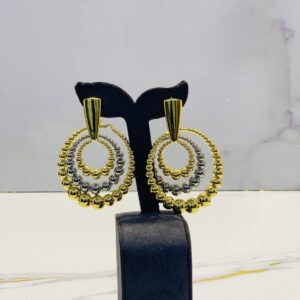 2 TONE ROUND CLIP EARRINGS