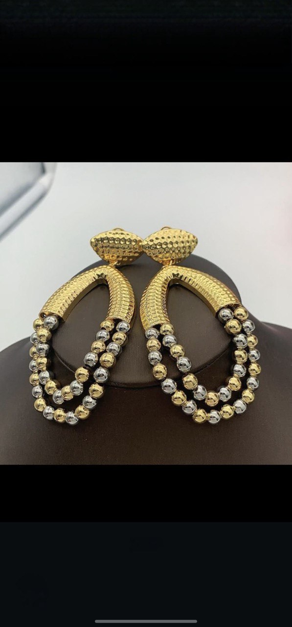 #191 2 TONE BALL EARRINGS