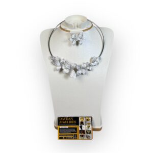 #71 ZIRCONIA WHITE GOLD TONE PARTY SET