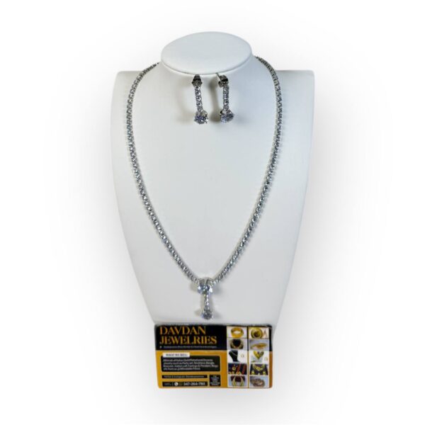 #74 ZIRCONIA WHITE GOLD TONE PARTY SET