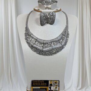 #75 ZIRCONIA WHITE GOLD TONE PARTY SET