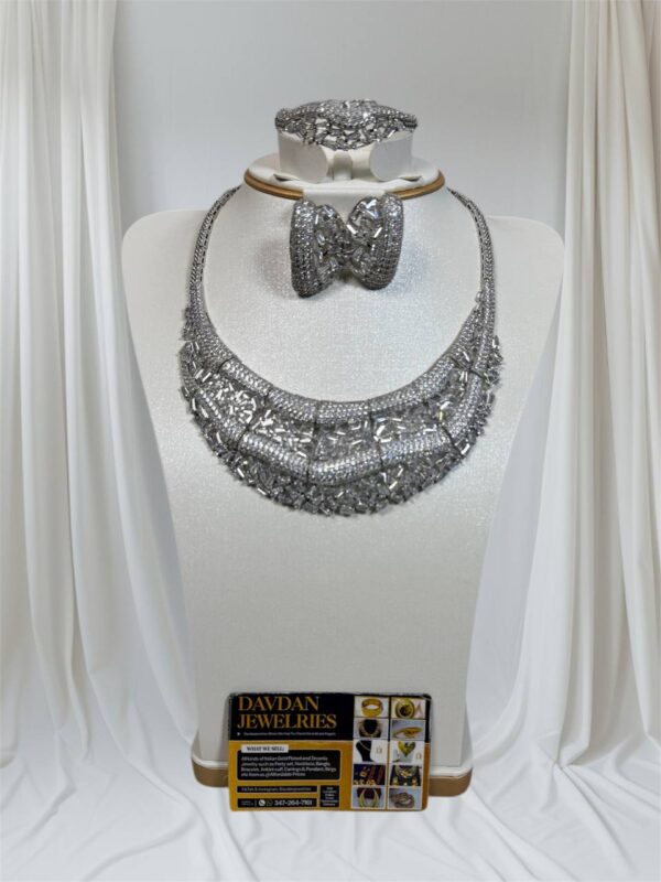 #75 ZIRCONIA WHITE GOLD TONE PARTY SET