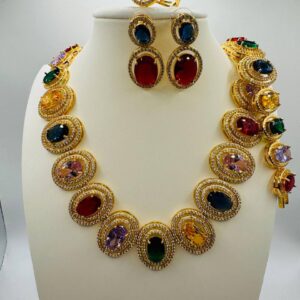 #76 ZIRCONIA MULTI COLOR GOLD TONE PARTY SET