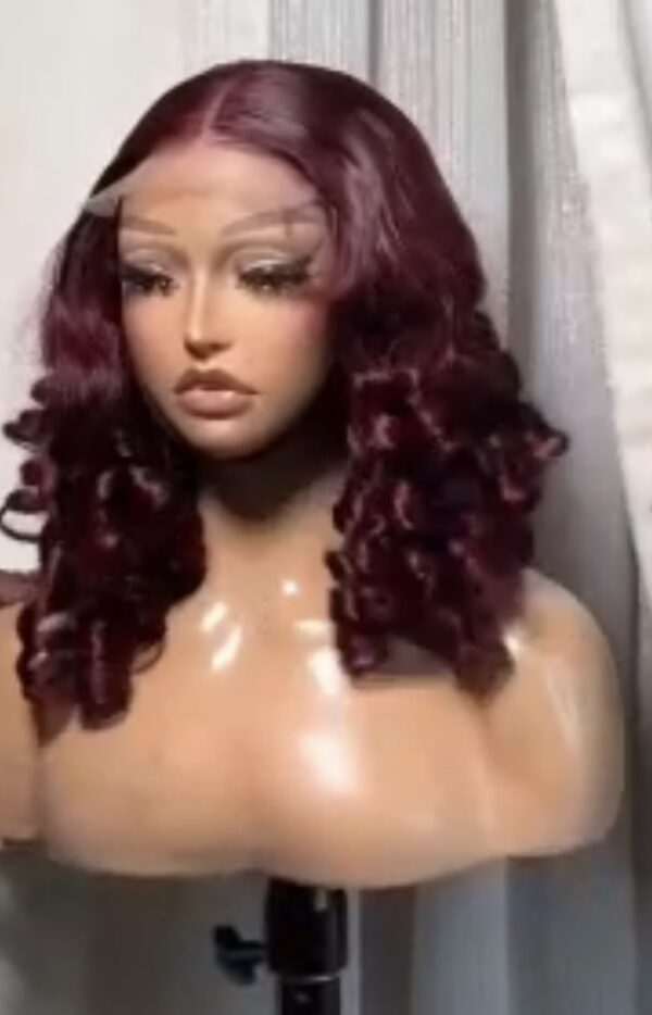DL006(14’’SDD 5*5) Burgundy Bouncy Wig