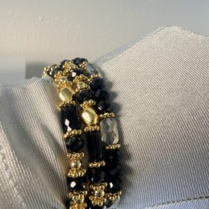 DJ086 Black & Gold Elastic Wrist Candy