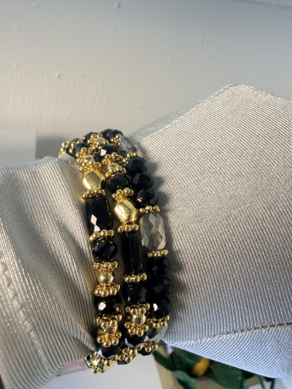 DJ086 Black & Gold Elastic Wrist Candy